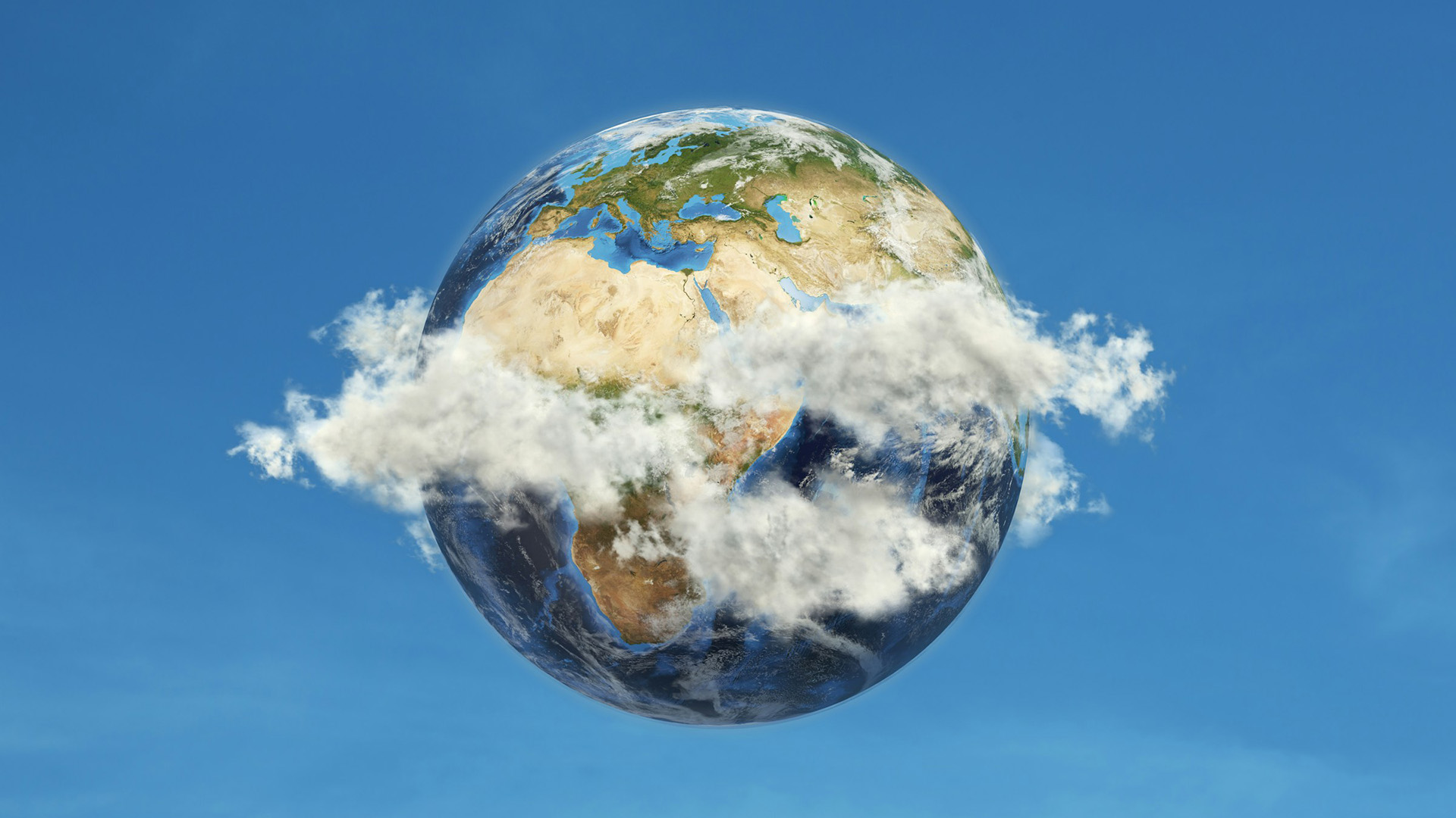 Zeigt die Erde mit Wolken als Anspielung auf den Earth Overshoot Day