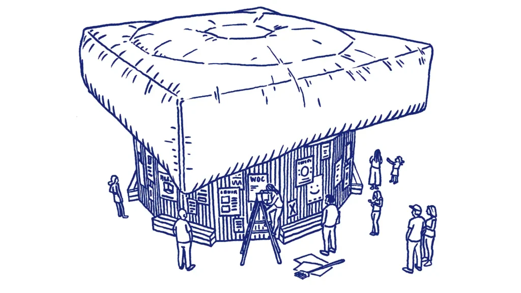 Skizzen/Illustrationen des World Design Capital 2026 WDC 2026 Pavillon von Constructlab